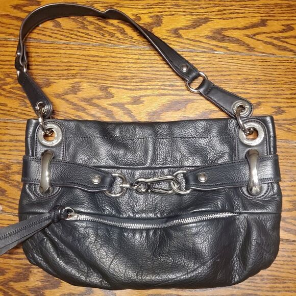B. Makowsky Canterbury Black Leather Satchel  - Picture 1 of 4
